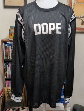 DOPE Black Long-Sleeve Mesh Jersey with White Logo